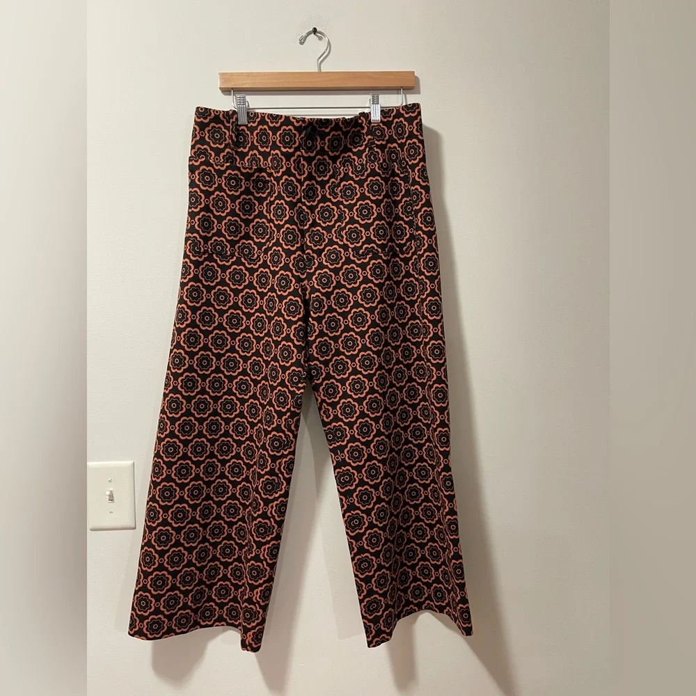 Maeve Anthropologie Colette Wide Leg High Waist Ponte Motif Cropped Pants Sz 34 - Picture 3 of 11